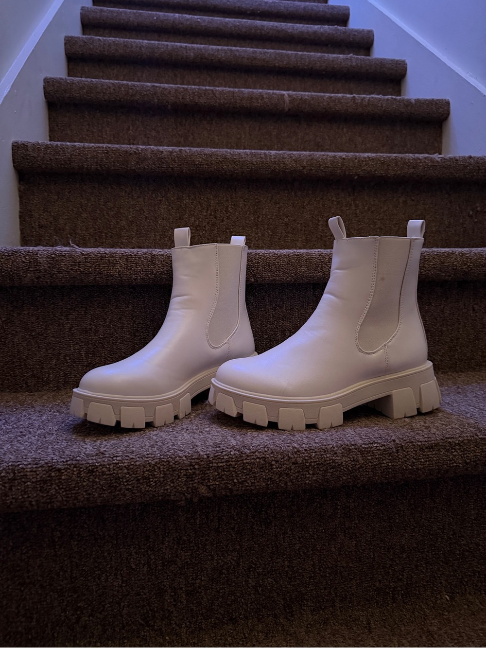 Chelsea Lug Sole Ankle Boots in Cream